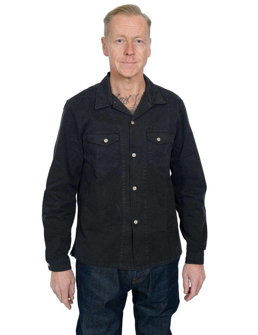 Knickerbocker Men's Large Black Snap Front Shirt Jacket Western Workwear U5-24